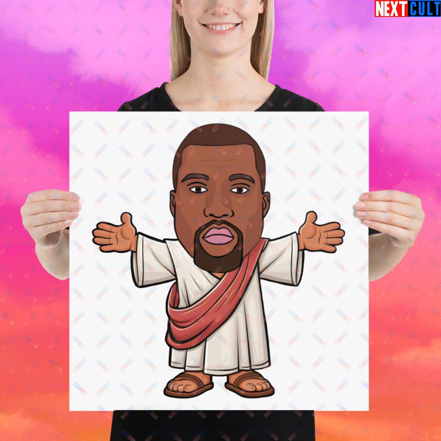Jesus Kanye West Yeezianity Ye Funny Hip Hop Poster 18″×18″ Posters Kanye West Music Next Cult Brand