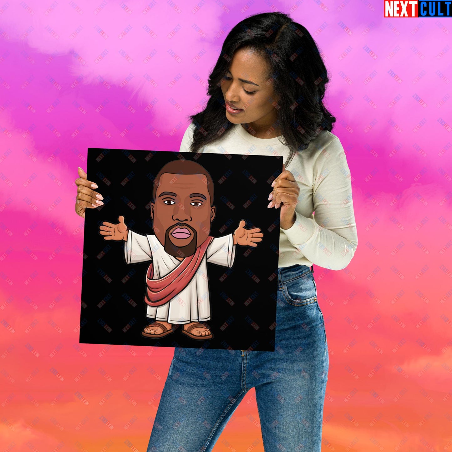 Jesus Kanye West Yeezianity Ye Funny Hip Hop Poster 14″×14″ Posters Kanye West Music Next Cult Brand