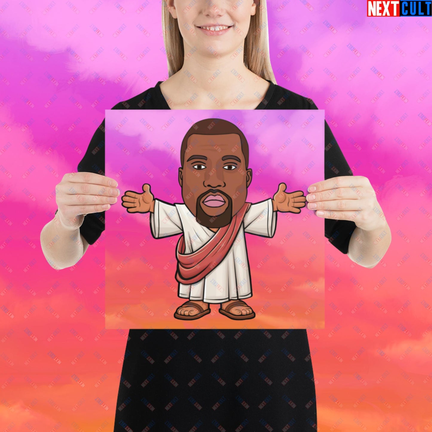 Jesus Kanye West Yeezianity Ye Funny Hip Hop Poster 14″×14″ Posters Kanye West Music Next Cult Brand