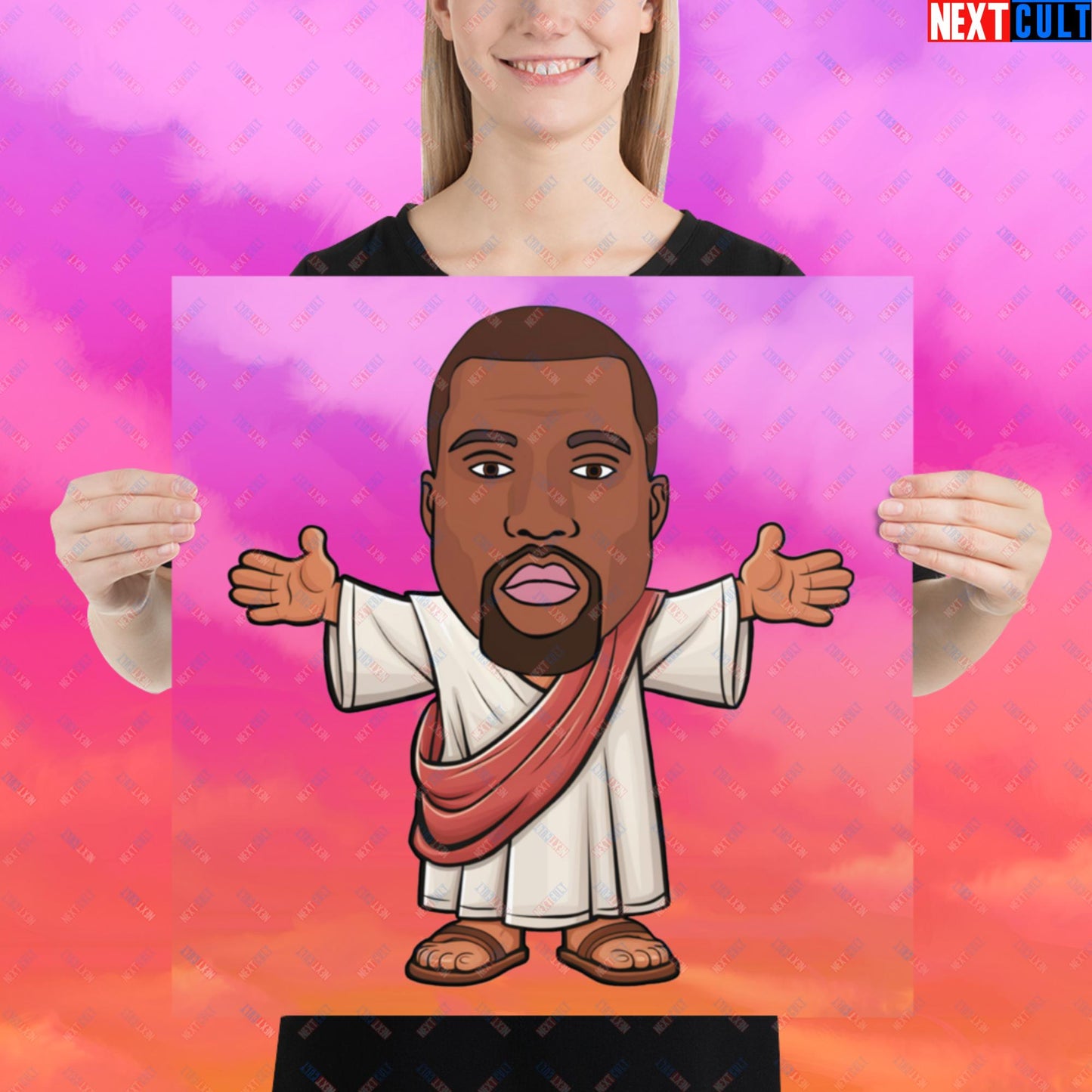 Jesus Kanye West Yeezianity Ye Funny Hip Hop Poster 18″×18″ Posters Kanye West Music Next Cult Brand