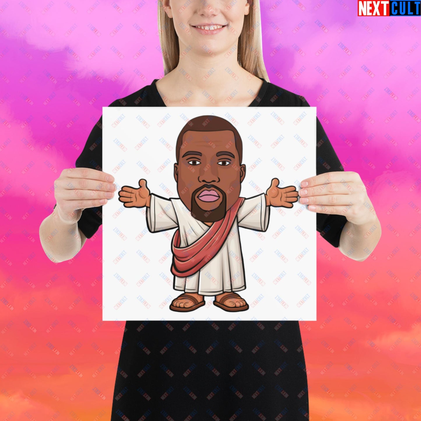 Jesus Kanye West Yeezianity Ye Funny Hip Hop Poster 14″×14″ Posters Kanye West Music Next Cult Brand