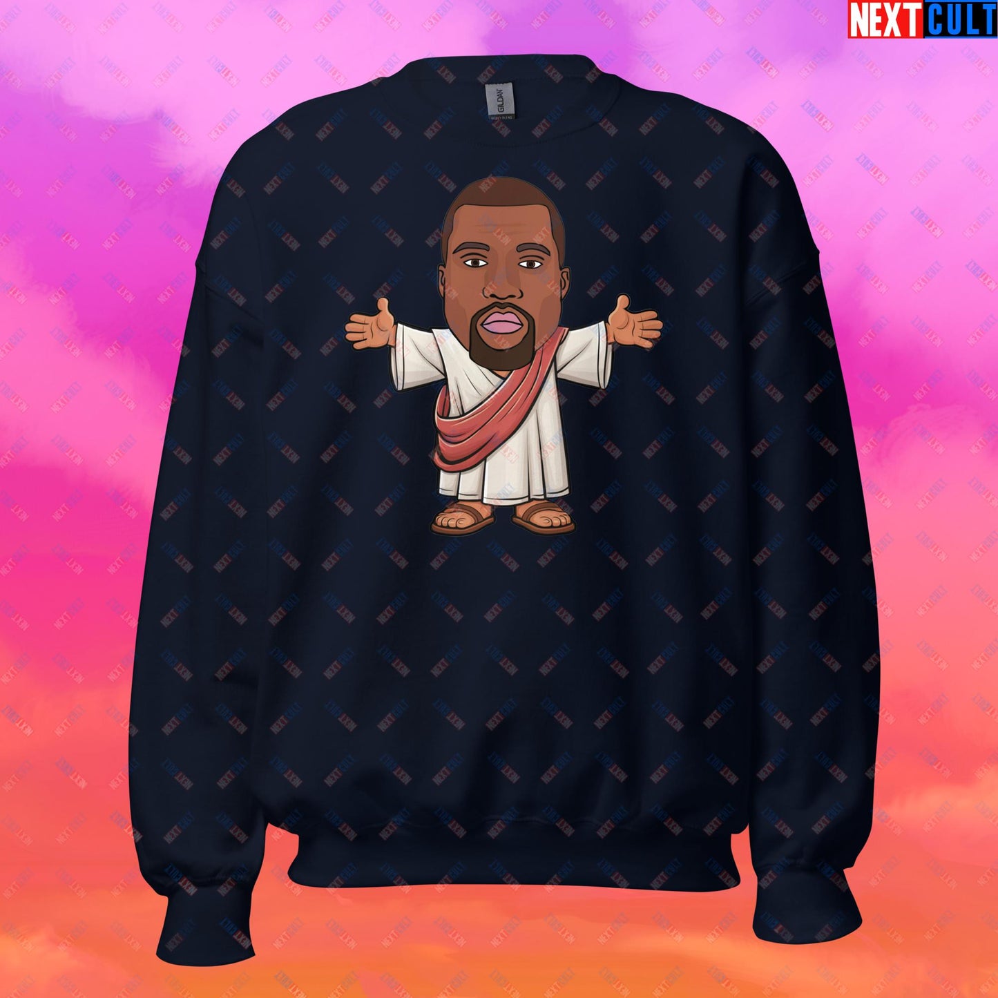 Jesus Kanye West Yeezianity Ye Funny Hip Hop Unisex Sweatshirt Navy Sweatshirts Kanye West Music Next Cult Brand