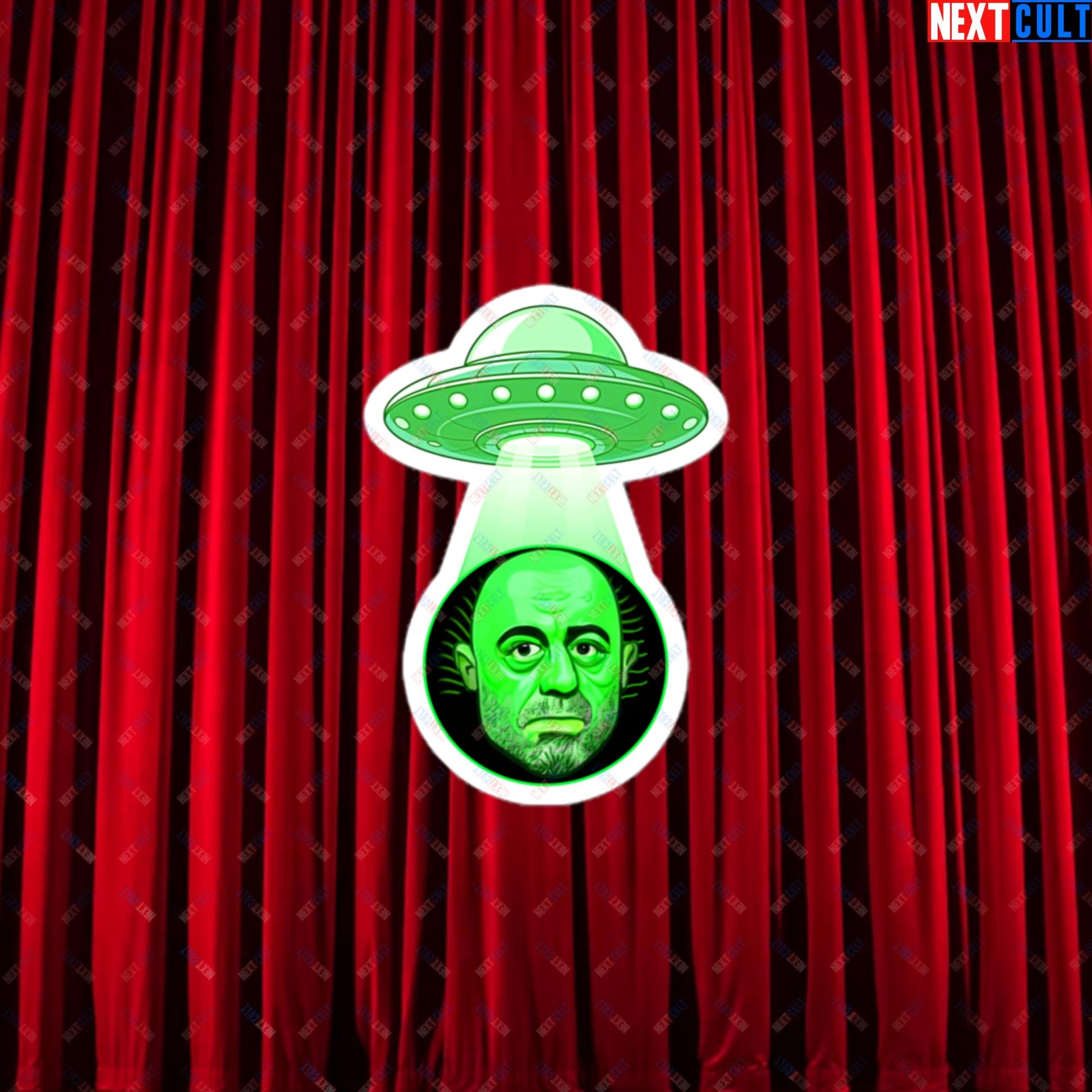 Joe Rogan Alien UFO Abduction Funny Extra-Terrestrial JRE Podcast Bubble-free stickers 3″×3″ Stickers Joe Rogan Podcasts Stand-up Comedy Next Cult Brand