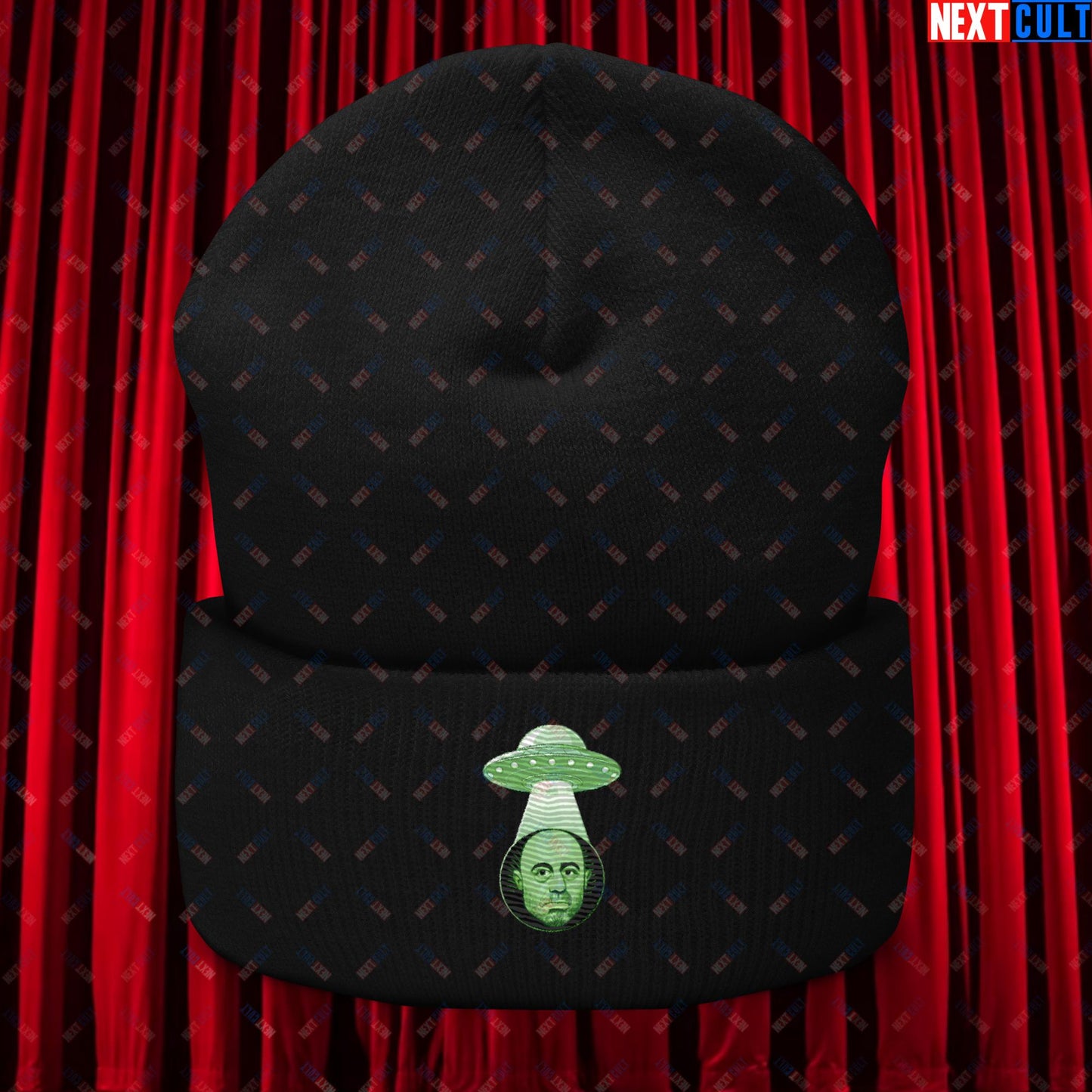 Joe Rogan Alien UFO Abduction Funny Extra-Terrestrial JRE Podcast Cuffed Beanie Black Hats Joe Rogan Podcasts Stand-up Comedy Next Cult Brand