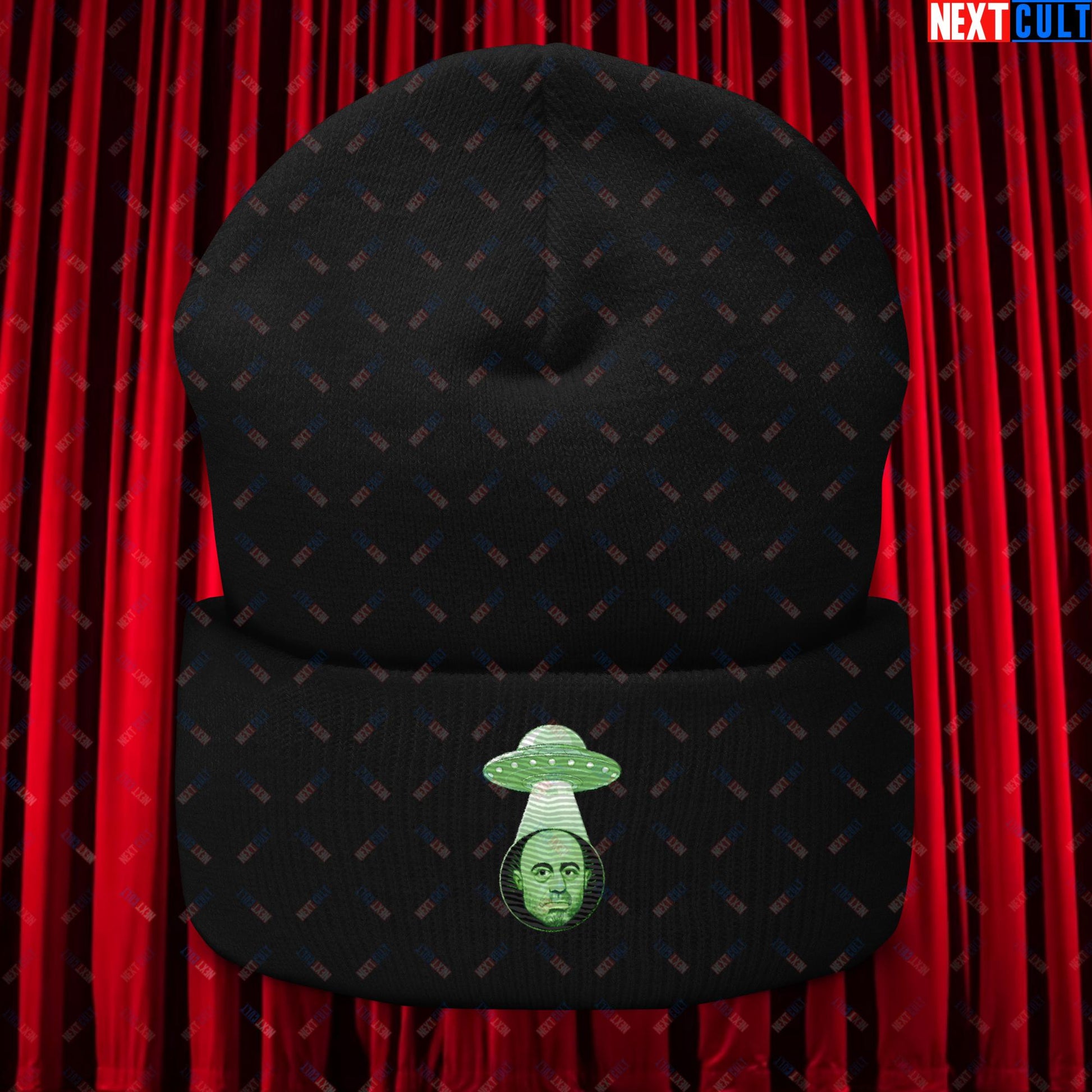 Joe Rogan Alien UFO Abduction Funny Extra-Terrestrial JRE Podcast Cuffed Beanie Black Hats Joe Rogan Podcasts Stand-up Comedy Next Cult Brand