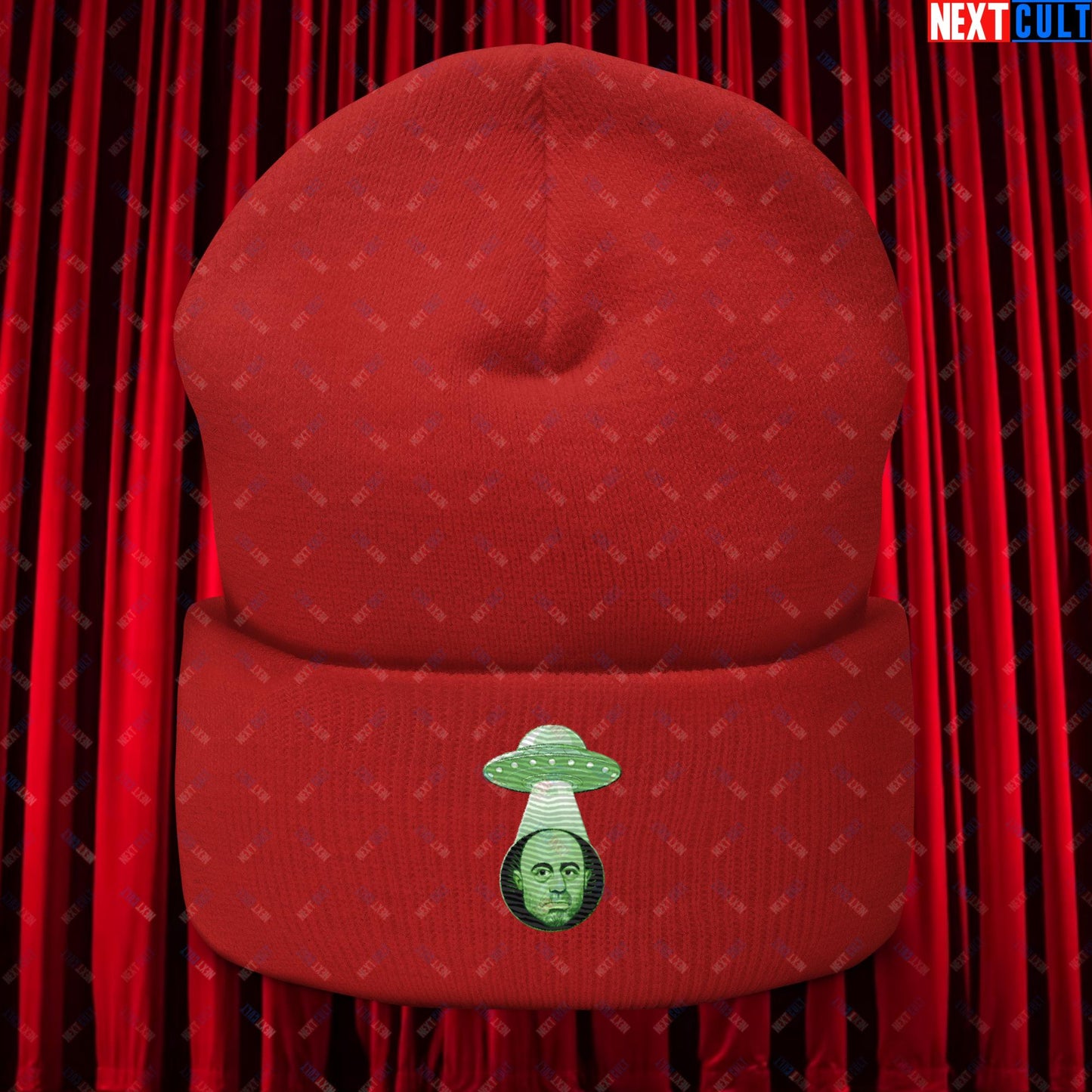 Joe Rogan Alien UFO Abduction Funny Extra-Terrestrial JRE Podcast Cuffed Beanie Red Hats Joe Rogan Podcasts Stand-up Comedy Next Cult Brand