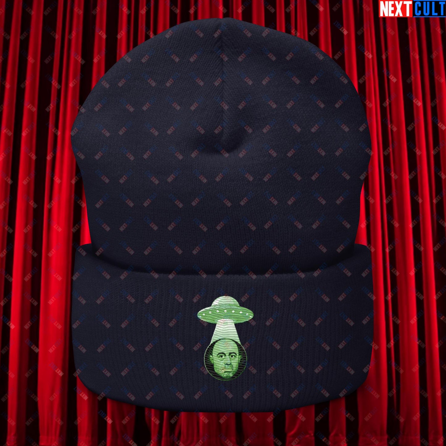 Joe Rogan Alien UFO Abduction Funny Extra-Terrestrial JRE Podcast Cuffed Beanie Navy Hats Joe Rogan Podcasts Stand-up Comedy Next Cult Brand