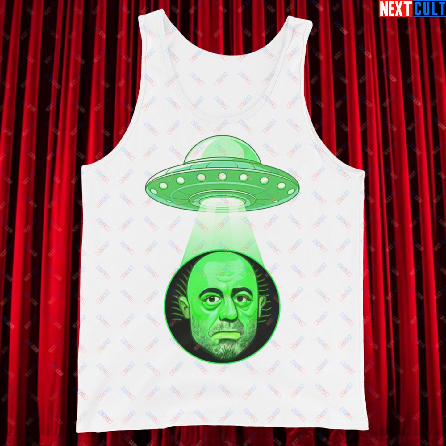 Joe Rogan Alien UFO Abduction Funny Extra-Terrestrial JRE Podcast Tank Top White Tank Tops Joe Rogan Podcasts Stand-up Comedy Next Cult Brand
