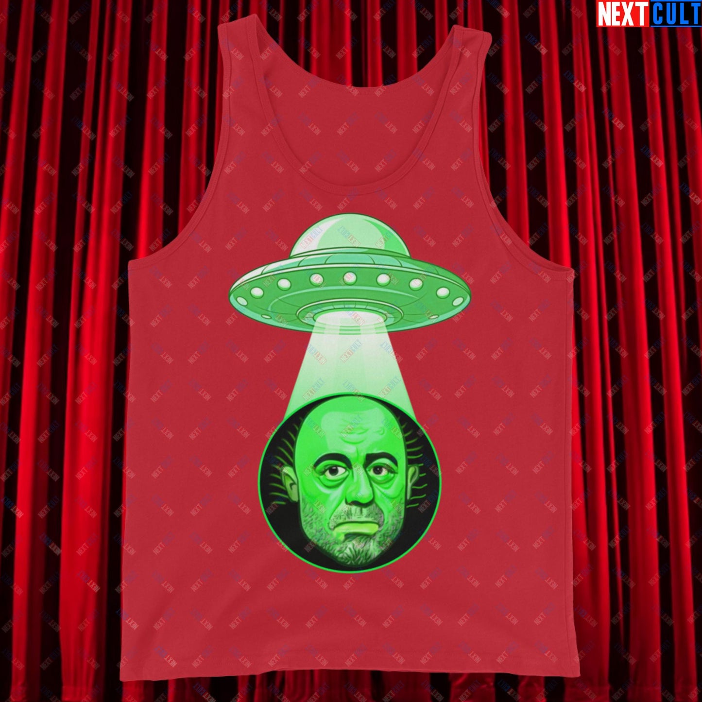 Joe Rogan Alien UFO Abduction Funny Extra-Terrestrial JRE Podcast Tank Top Red Tank Tops Joe Rogan Podcasts Stand-up Comedy Next Cult Brand