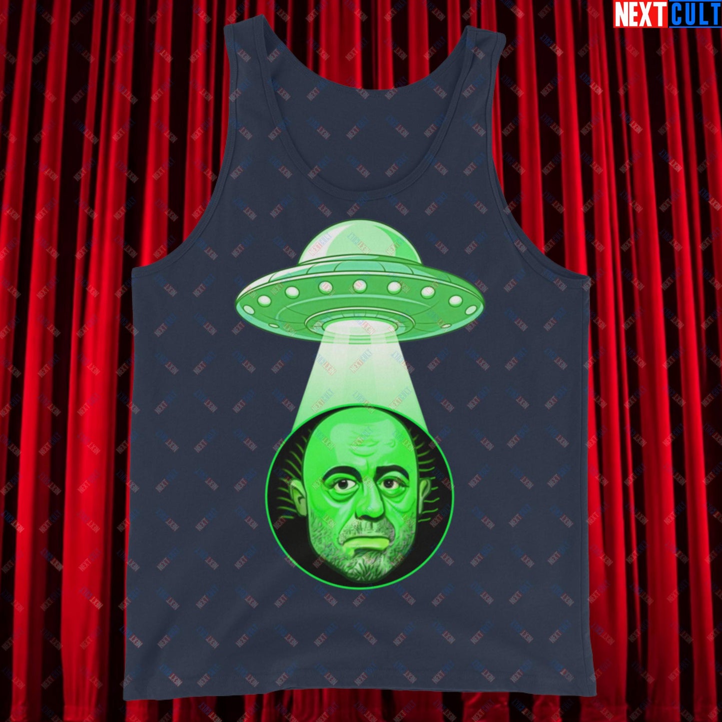 Joe Rogan Alien UFO Abduction Funny Extra-Terrestrial JRE Podcast Tank Top Navy Tank Tops Joe Rogan Podcasts Stand-up Comedy Next Cult Brand