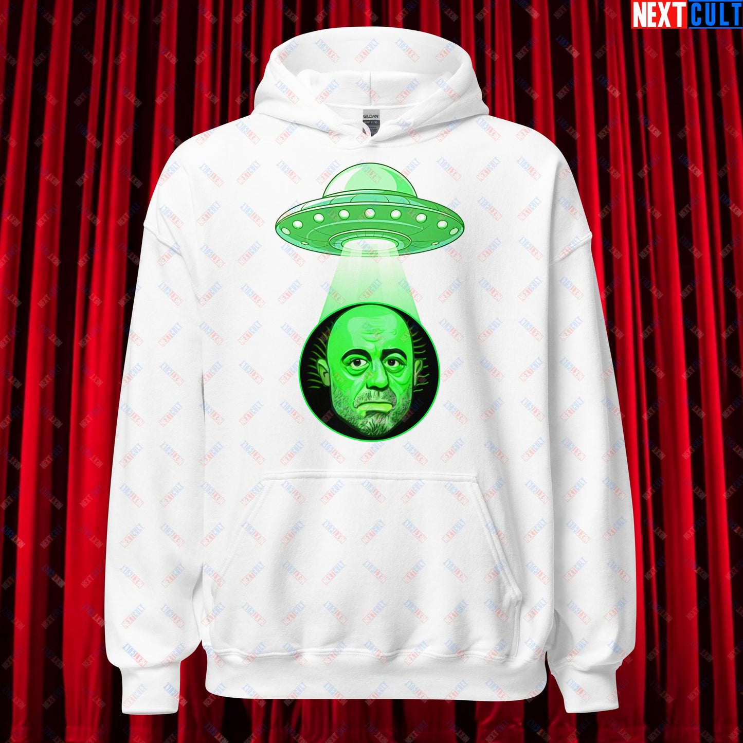 Joe Rogan Alien UFO Abduction Funny Extra-Terrestrial JRE Podcast Unisex Hoodie White Hoodies Joe Rogan Podcasts Stand-up Comedy Next Cult Brand