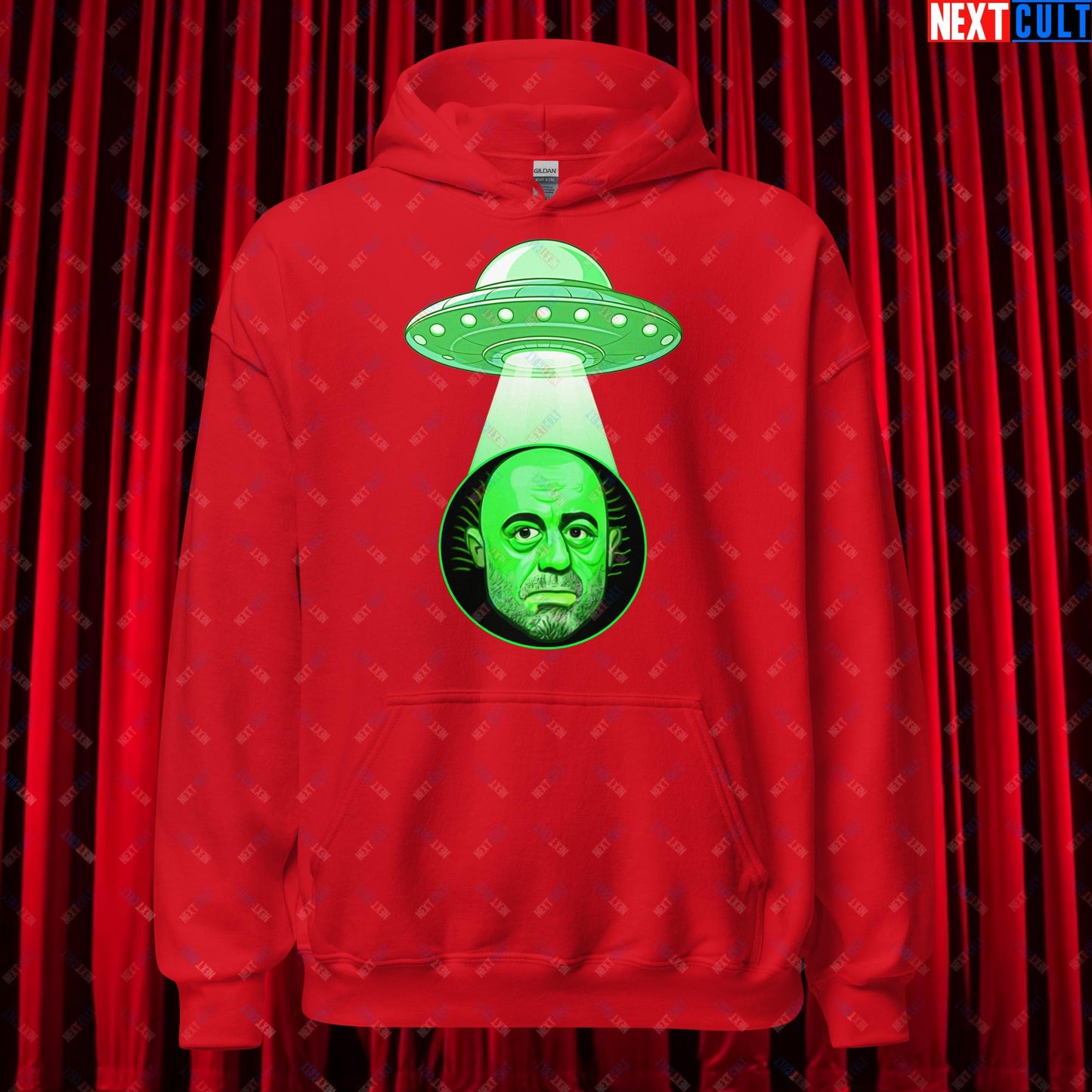 Joe Rogan Alien UFO Abduction Funny Extra-Terrestrial JRE Podcast Unisex Hoodie Red Hoodies Joe Rogan Podcasts Stand-up Comedy Next Cult Brand
