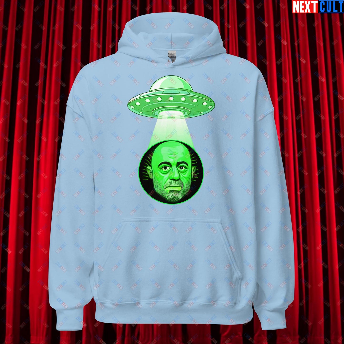 Joe Rogan Alien UFO Abduction Funny Extra-Terrestrial JRE Podcast Unisex Hoodie Light Blue Hoodies Joe Rogan Podcasts Stand-up Comedy Next Cult Brand