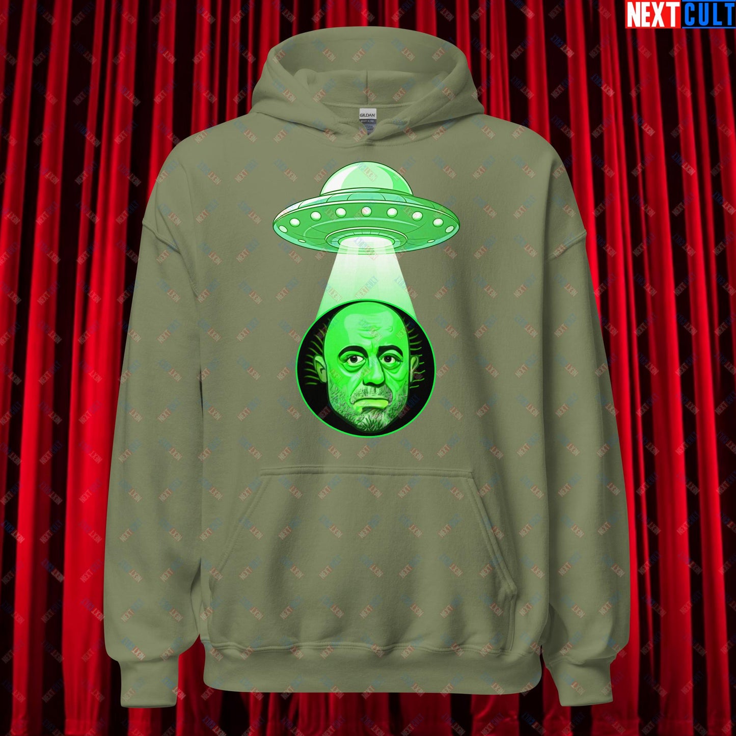 Joe Rogan Alien UFO Abduction Funny Extra-Terrestrial JRE Podcast Unisex Hoodie Military Green Hoodies Joe Rogan Podcasts Stand-up Comedy Next Cult Brand
