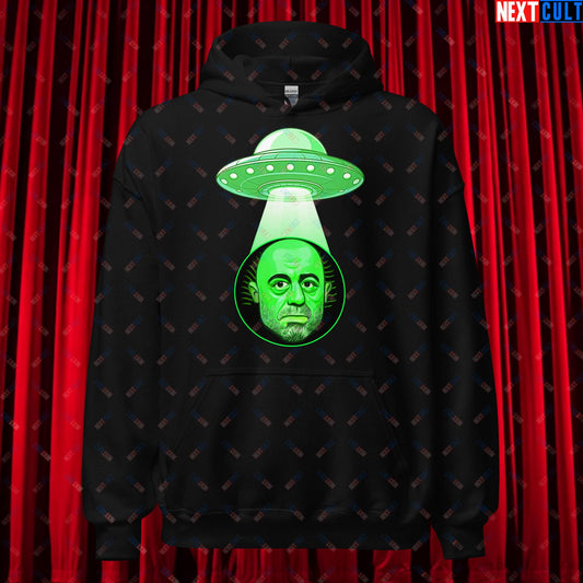 Joe Rogan Alien UFO Abduction Funny Extra-Terrestrial JRE Podcast Unisex Hoodie Black Hoodies Joe Rogan Podcasts Stand-up Comedy Next Cult Brand