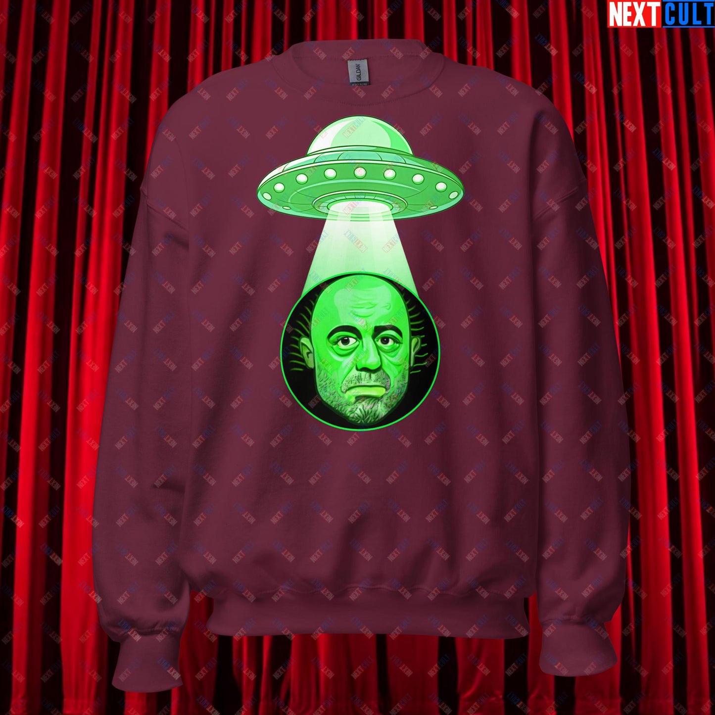 Joe Rogan Alien UFO Abduction Funny Extra-Terrestrial JRE Podcast Unisex Sweatshirt Maroon Sweatshirts Joe Rogan Podcasts Stand-up Comedy Next Cult Brand