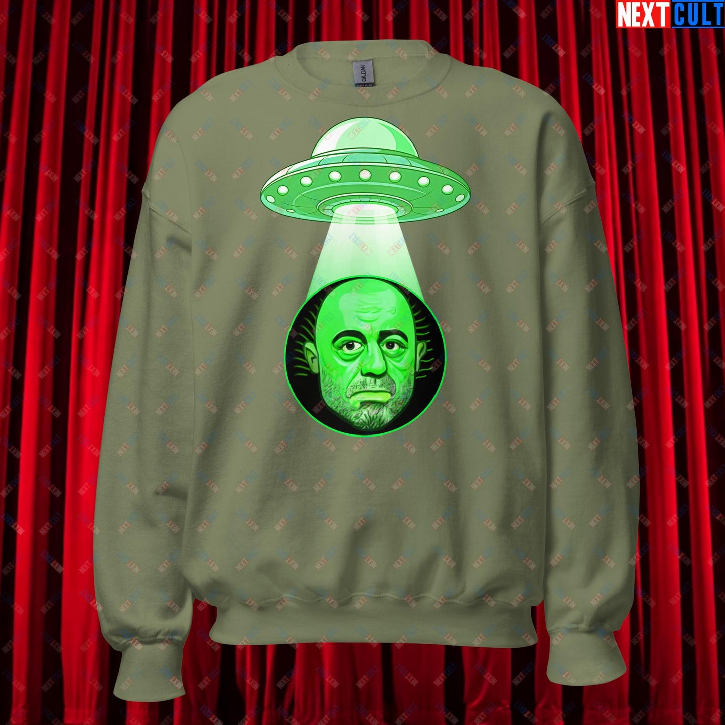 Joe Rogan Alien UFO Abduction Funny Extra-Terrestrial JRE Podcast Unisex Sweatshirt Military Green Sweatshirts Joe Rogan Podcasts Stand-up Comedy Next Cult Brand