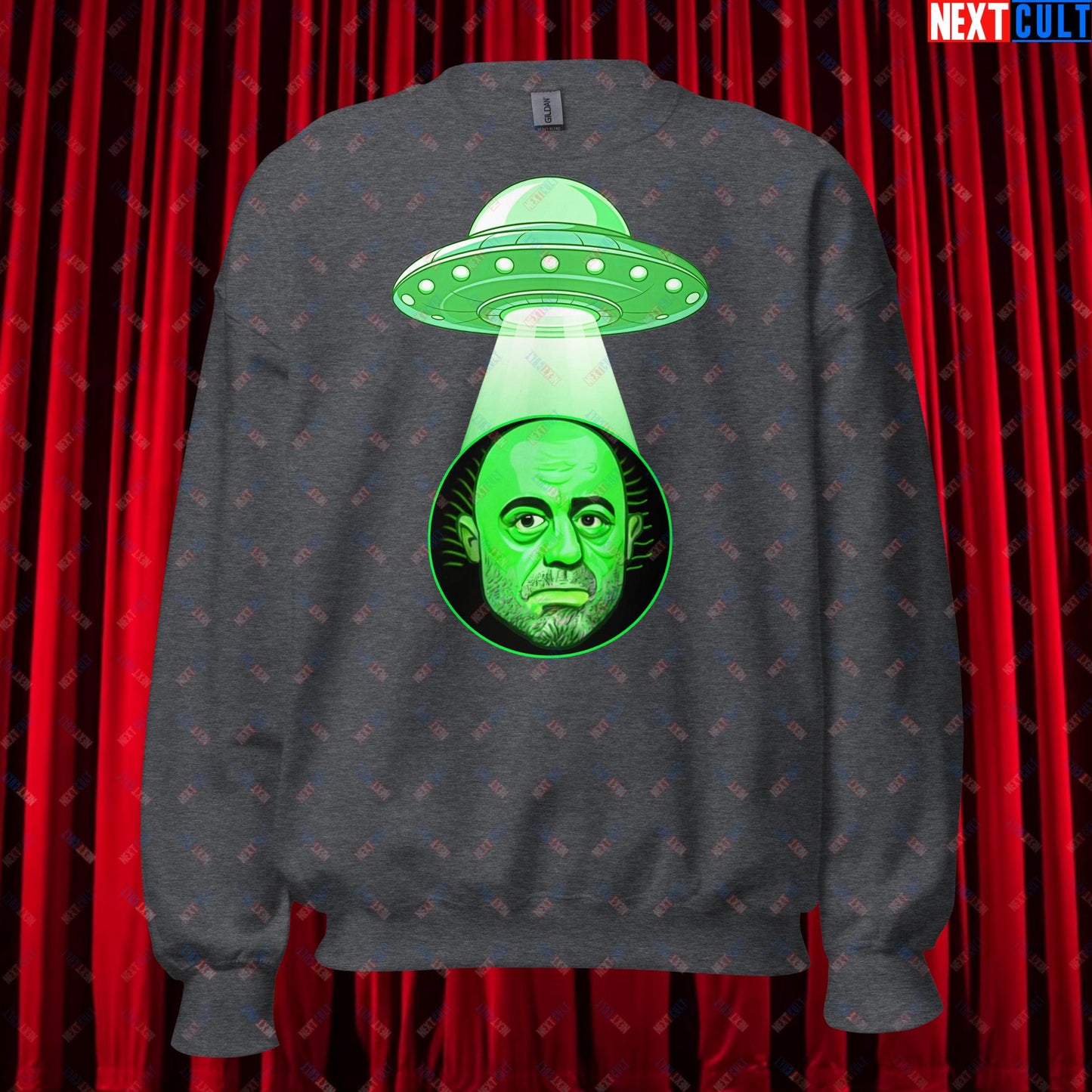 Joe Rogan Alien UFO Abduction Funny Extra-Terrestrial JRE Podcast Unisex Sweatshirt Dark Heather Sweatshirts Joe Rogan Podcasts Stand-up Comedy Next Cult Brand