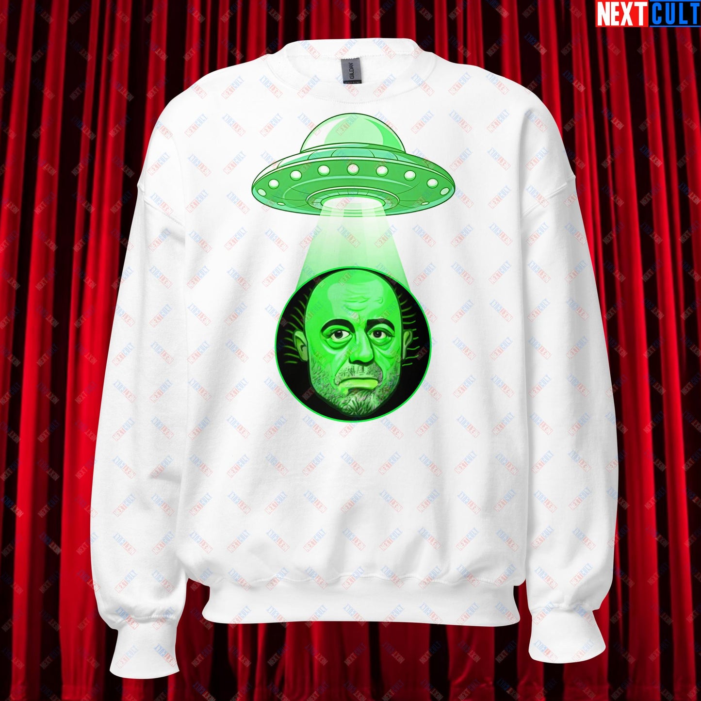 Joe Rogan Alien UFO Abduction Funny Extra-Terrestrial JRE Podcast Unisex Sweatshirt White Sweatshirts Joe Rogan Podcasts Stand-up Comedy Next Cult Brand