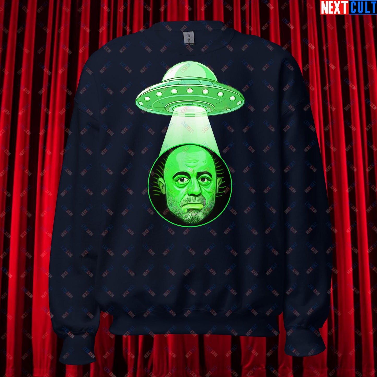 Joe Rogan Alien UFO Abduction Funny Extra-Terrestrial JRE Podcast Unisex Sweatshirt Navy Sweatshirts Joe Rogan Podcasts Stand-up Comedy Next Cult Brand