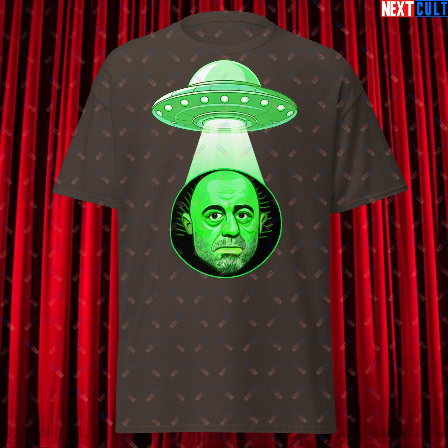 Joe Rogan Alien UFO Abduction Funny Extra-Terrestrial JRE Podcast Unisex t-shirt Dark Chocolate T-shirts Joe Rogan Podcasts Stand-up Comedy Next Cult Brand