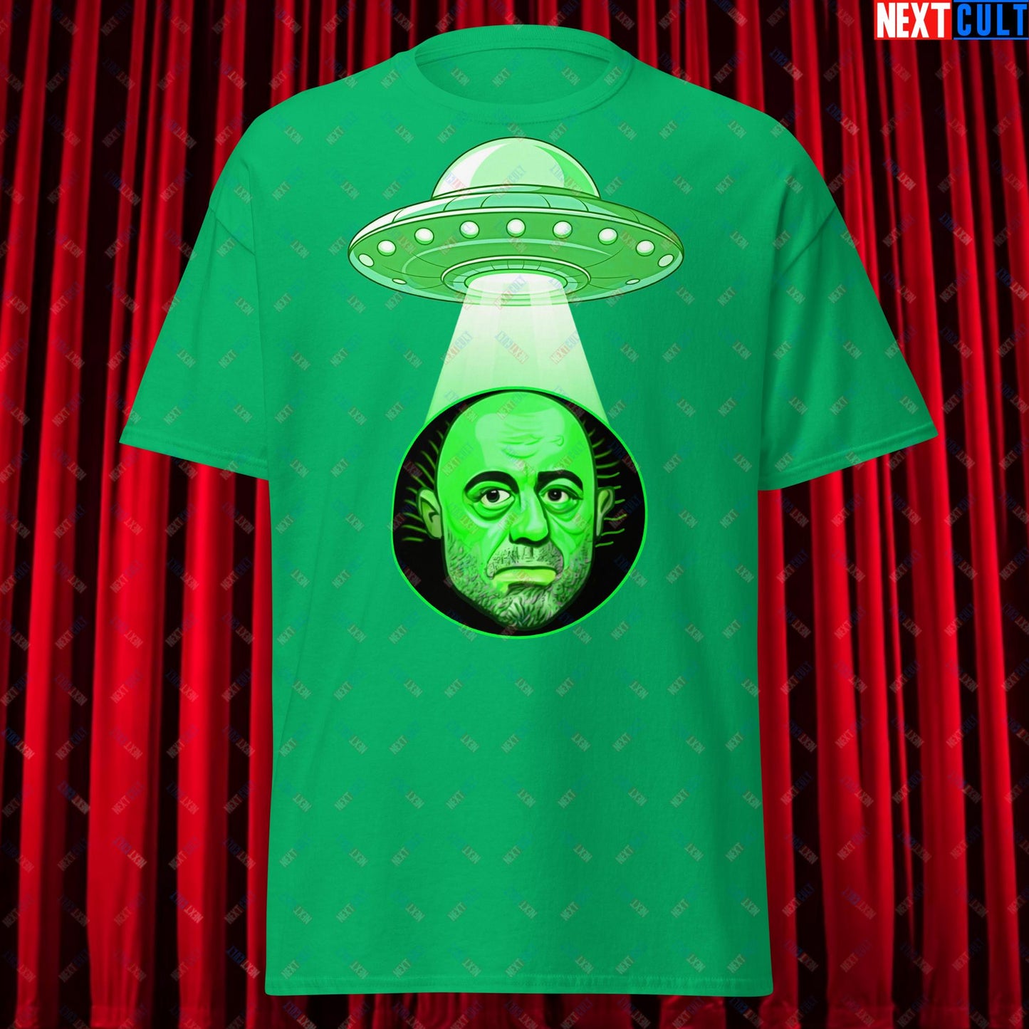 Joe Rogan Alien UFO Abduction Funny Extra-Terrestrial JRE Podcast Unisex t-shirt Irish Green T-shirts Joe Rogan Podcasts Stand-up Comedy Next Cult Brand