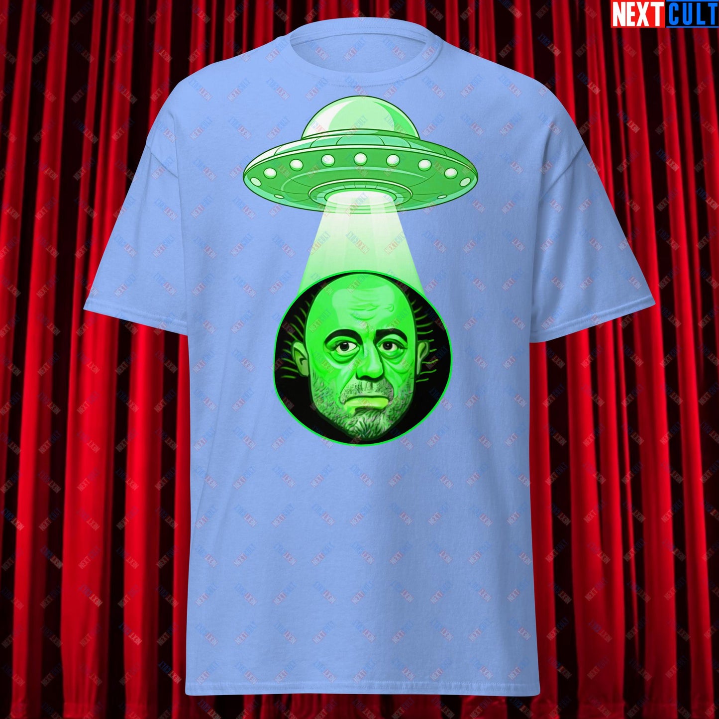 Joe Rogan Alien UFO Abduction Funny Extra-Terrestrial JRE Podcast Unisex t-shirt Carolina Blue T-shirts Joe Rogan Podcasts Stand-up Comedy Next Cult Brand
