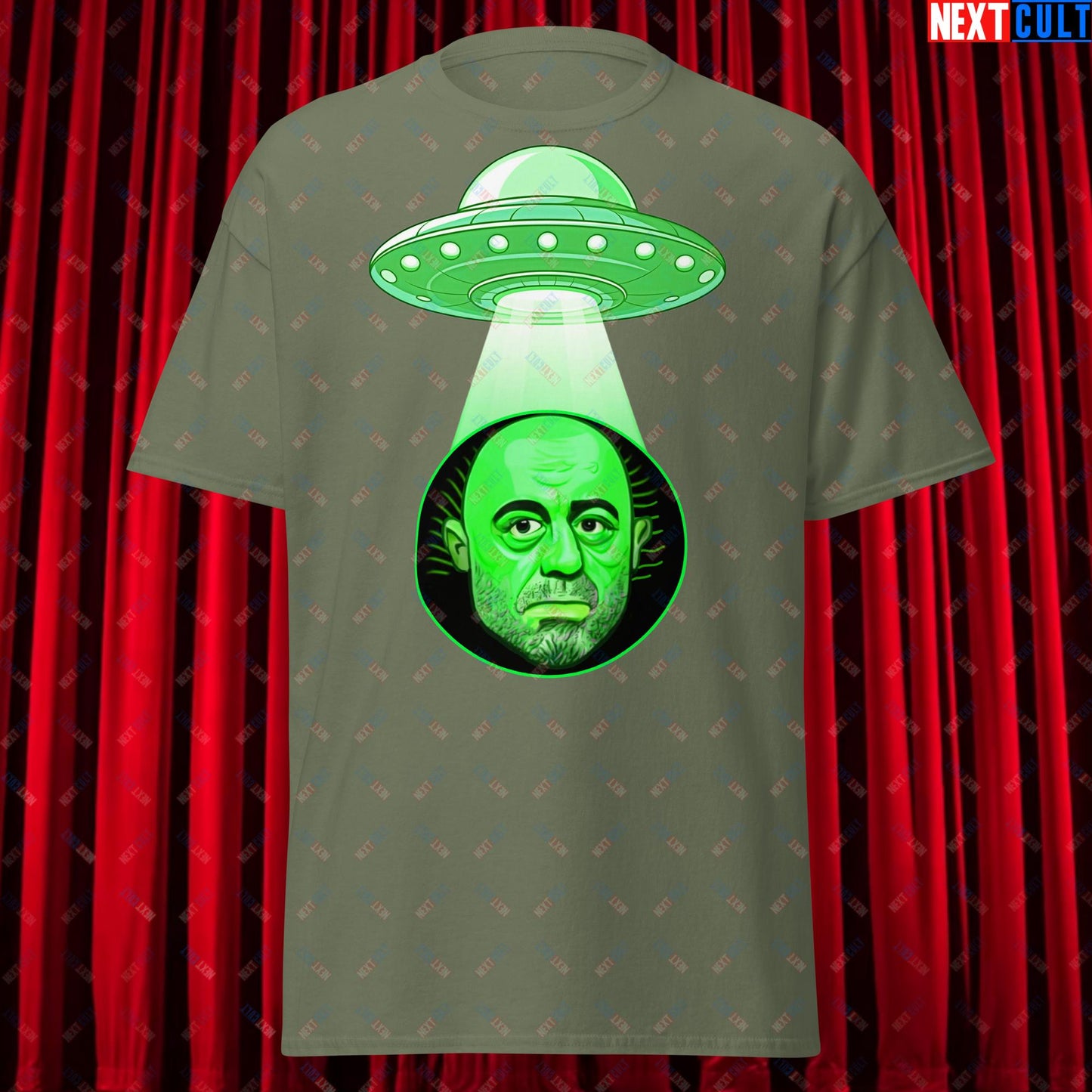 Joe Rogan Alien UFO Abduction Funny Extra-Terrestrial JRE Podcast Unisex t-shirt Military Green T-shirts Joe Rogan Podcasts Stand-up Comedy Next Cult Brand