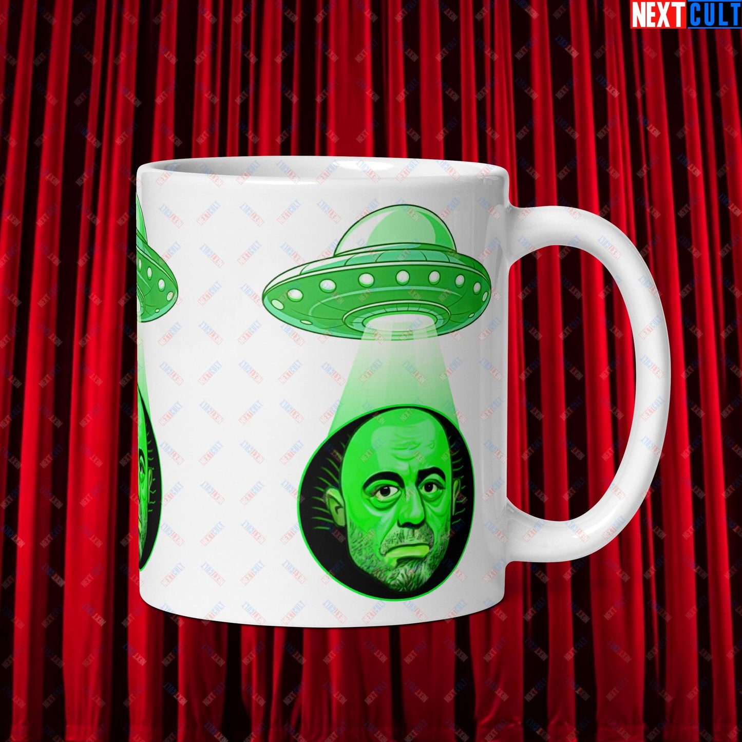 Joe Rogan Alien UFO Abduction Funny Extra-Terrestrial JRE Podcast White glossy mug Default Title Mugs Joe Rogan Podcasts Stand-up Comedy Next Cult Brand