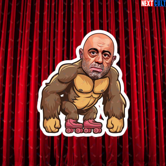 Joe Rogan Ape Roller-Blading Funny JRE Podcast Bubble-free stickers 4″×4″ Stickers Joe Rogan Podcasts Stand-up Comedy Next Cult Brand