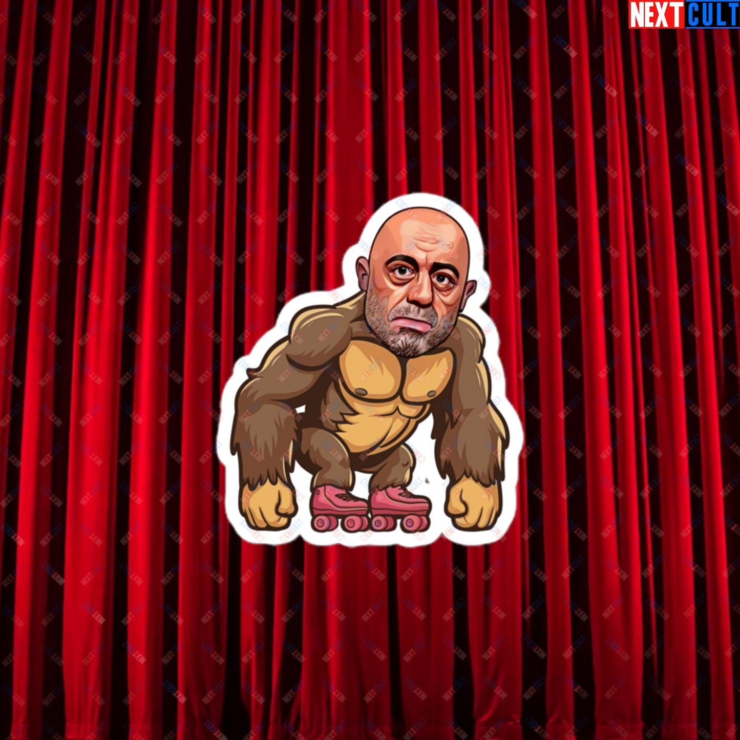 Joe Rogan Ape Roller-Blading Funny JRE Podcast Bubble-free stickers 3″×3″ Stickers Joe Rogan Podcasts Stand-up Comedy Next Cult Brand