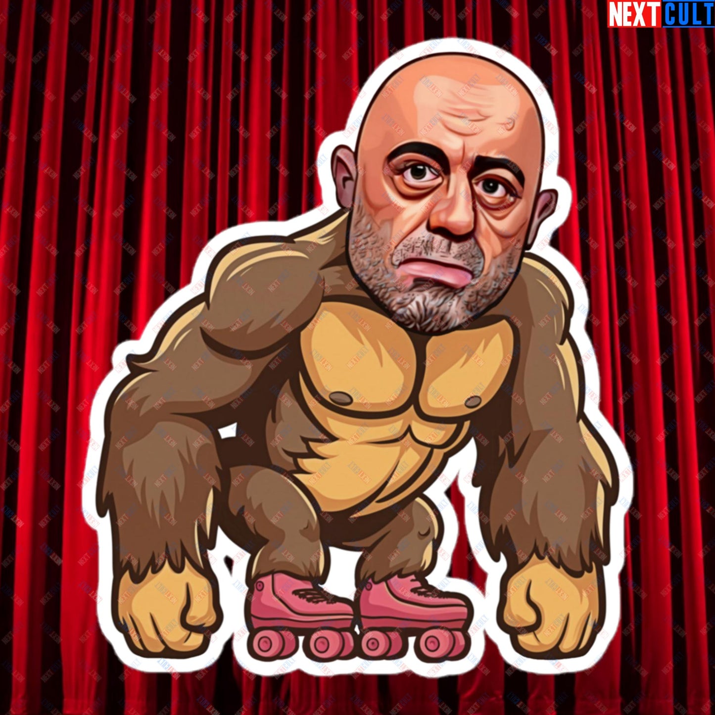 Joe Rogan Ape Roller-Blading Funny JRE Podcast Bubble-free stickers 5.5″×5.5″ Stickers Joe Rogan Podcasts Stand-up Comedy Next Cult Brand