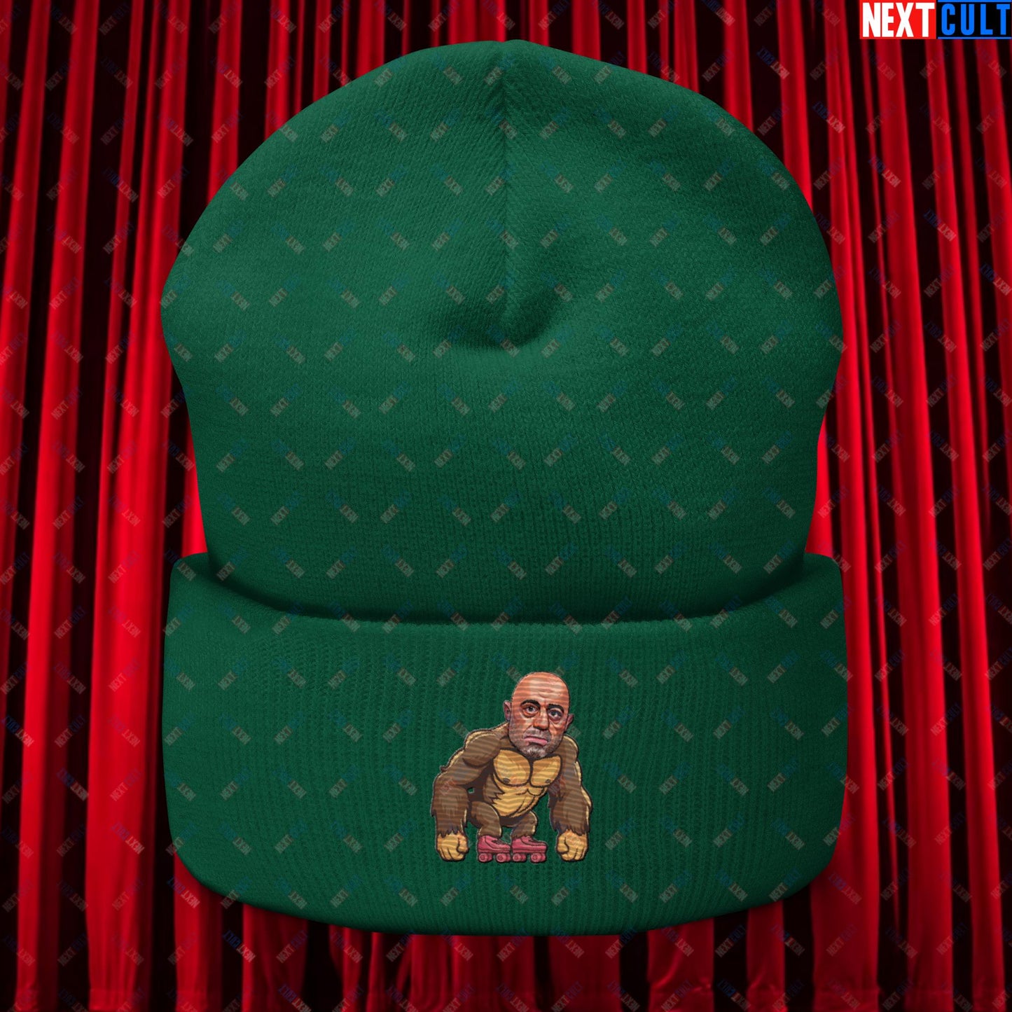 Joe Rogan Ape Roller-Blading Funny JRE Podcast Cuffed Beanie Spruce Hats Joe Rogan Podcasts Stand-up Comedy Next Cult Brand