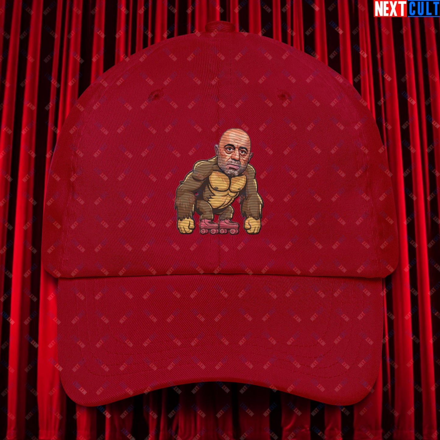 Joe Rogan Ape Roller-Blading Funny JRE Podcast Dad hat Cranberry Hats Joe Rogan Podcasts Stand-up Comedy Next Cult Brand