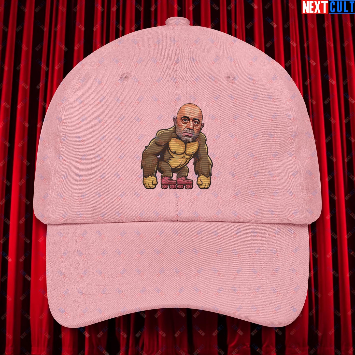 Joe Rogan Ape Roller-Blading Funny JRE Podcast Dad hat Pink Hats Joe Rogan Podcasts Stand-up Comedy Next Cult Brand