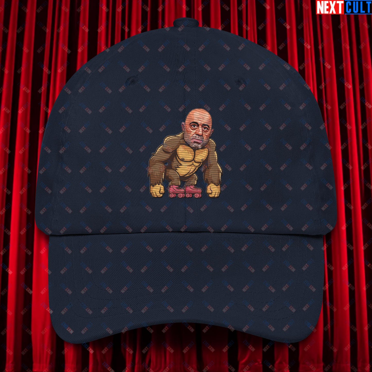 Joe Rogan Ape Roller-Blading Funny JRE Podcast Dad hat Navy Hats Joe Rogan Podcasts Stand-up Comedy Next Cult Brand