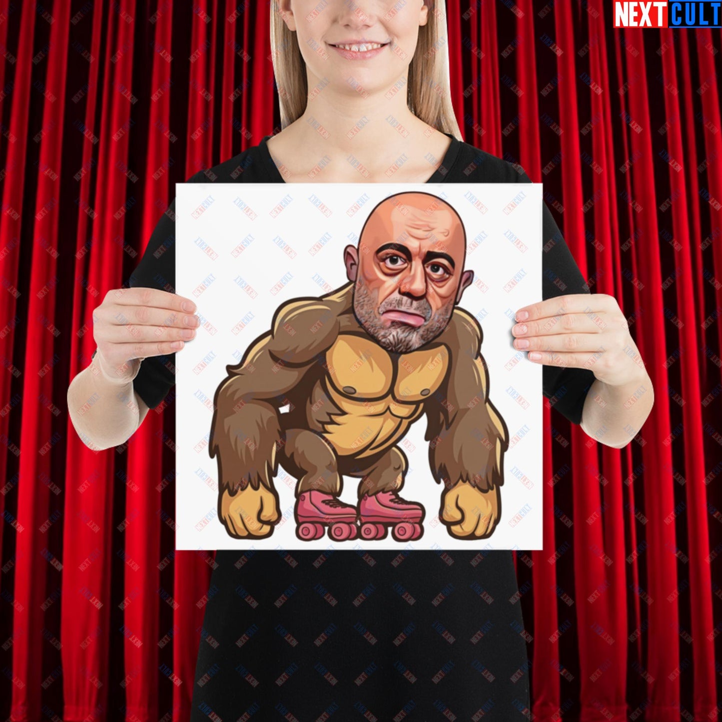 Joe Rogan Ape Roller-Blading Funny JRE Podcast Poster 14″×14″ Posters Joe Rogan Podcasts Stand-up Comedy Next Cult Brand