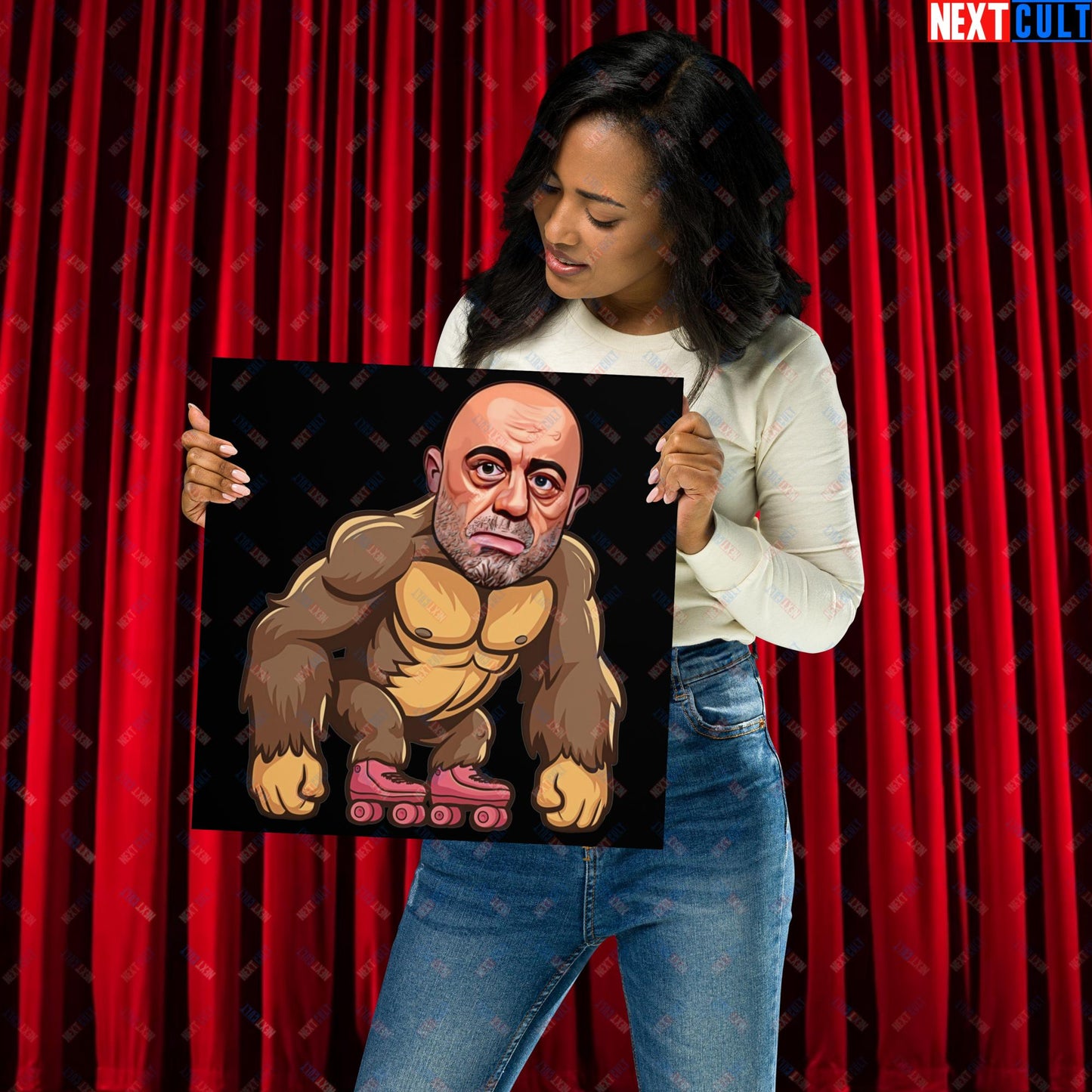 Joe Rogan Ape Roller-Blading Funny JRE Podcast Poster 14″×14″ Posters Joe Rogan Podcasts Stand-up Comedy Next Cult Brand