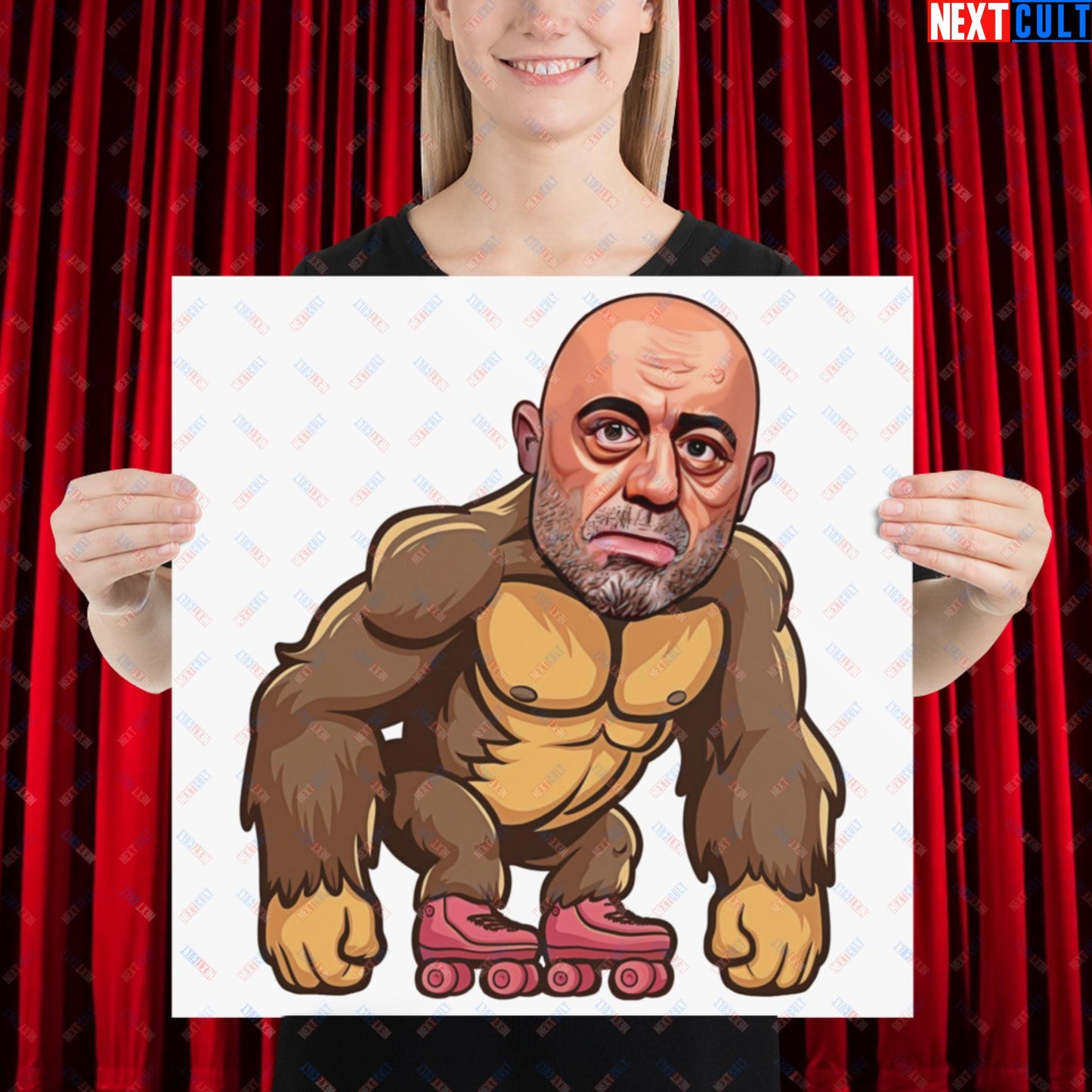 Joe Rogan Ape Roller-Blading Funny JRE Podcast Poster 18″×18″ Posters Joe Rogan Podcasts Stand-up Comedy Next Cult Brand