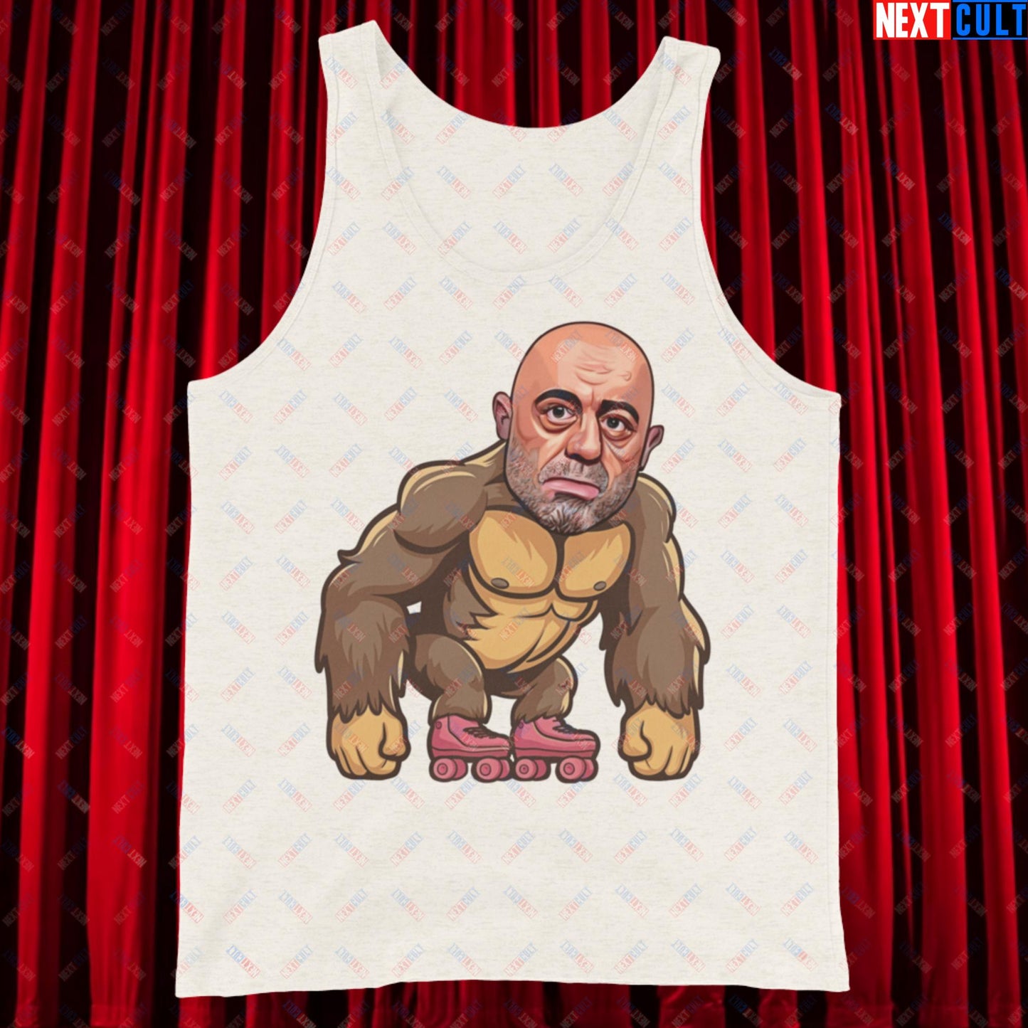 Joe Rogan Ape Roller-Blading Funny JRE Podcast Tank Top Oatmeal Triblend Tank Tops Joe Rogan Podcasts Stand-up Comedy Next Cult Brand