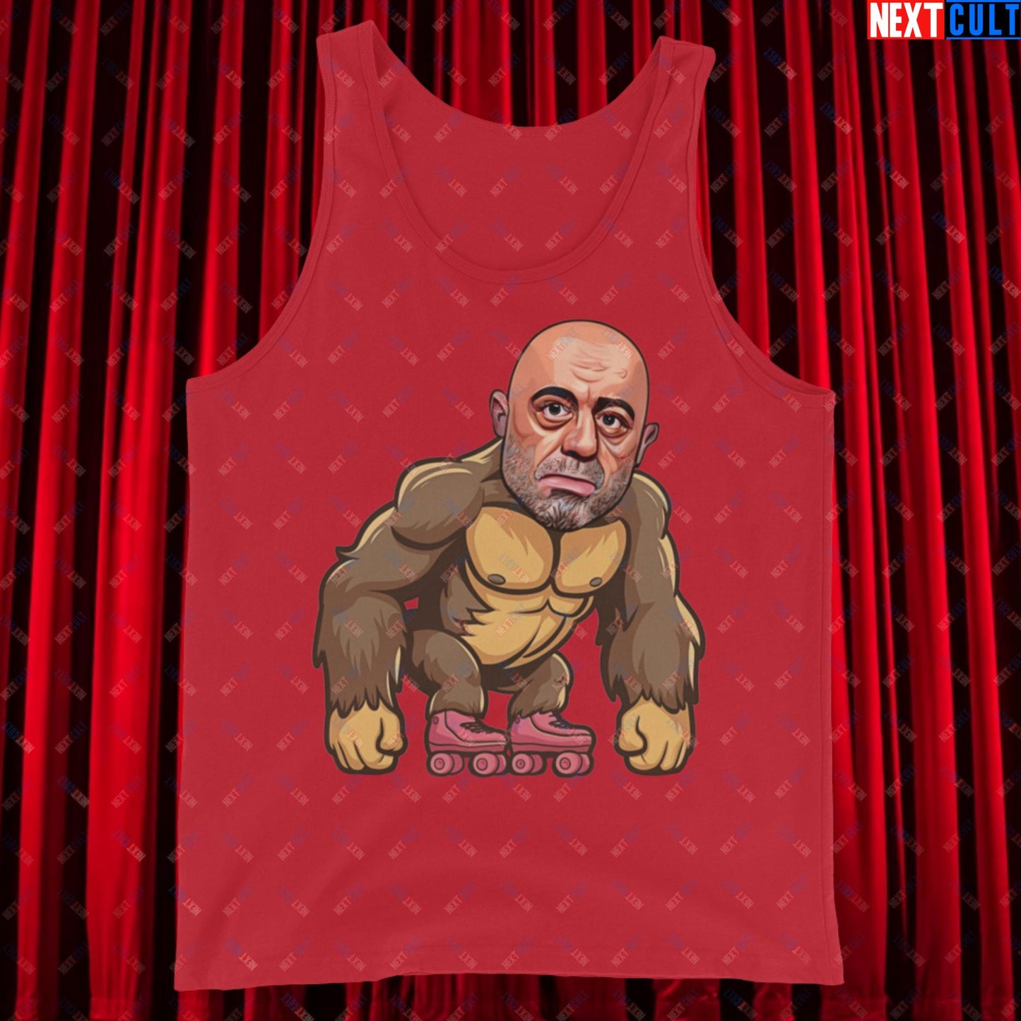 Joe Rogan Ape Roller-Blading Funny JRE Podcast Tank Top Red Tank Tops Joe Rogan Podcasts Stand-up Comedy Next Cult Brand