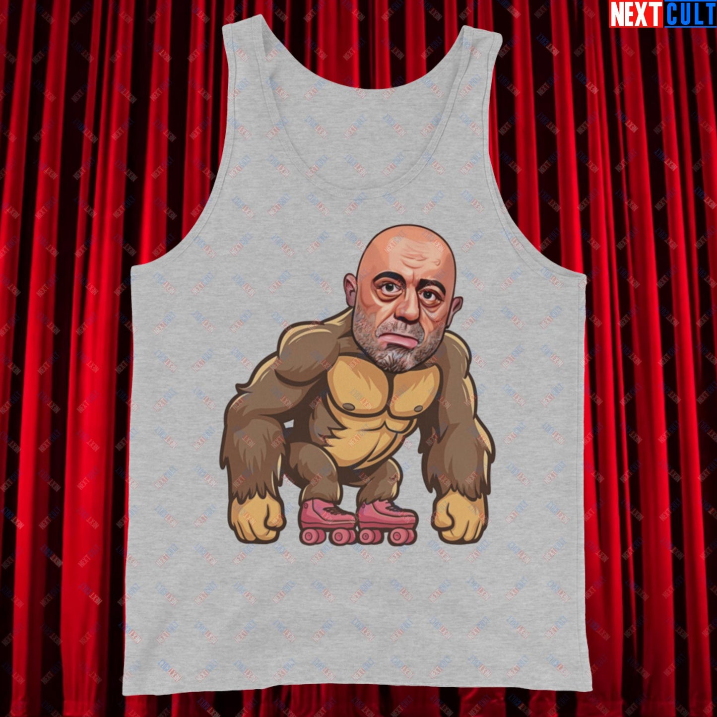 Joe Rogan Ape Roller-Blading Funny JRE Podcast Tank Top Athletic Heather Tank Tops Joe Rogan Podcasts Stand-up Comedy Next Cult Brand
