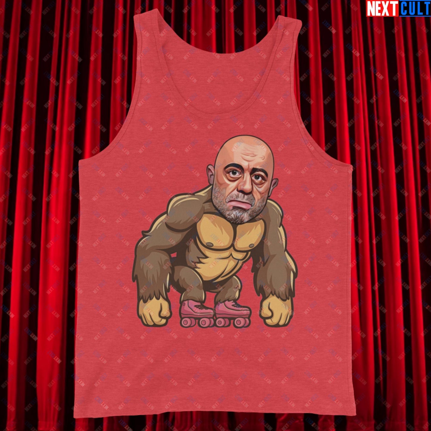 Joe Rogan Ape Roller-Blading Funny JRE Podcast Tank Top Red Triblend Tank Tops Joe Rogan Podcasts Stand-up Comedy Next Cult Brand