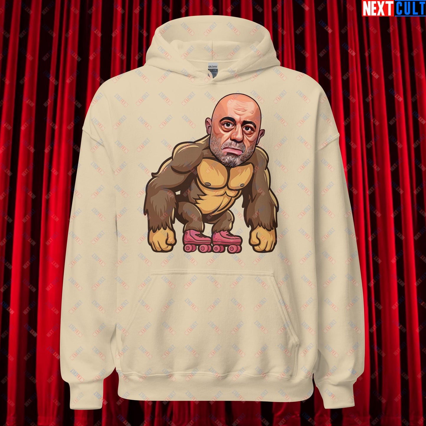 Joe Rogan Ape Roller-Blading Funny JRE Podcast Unisex Hoodie Sand Hoodies Joe Rogan Podcasts Stand-up Comedy Next Cult Brand