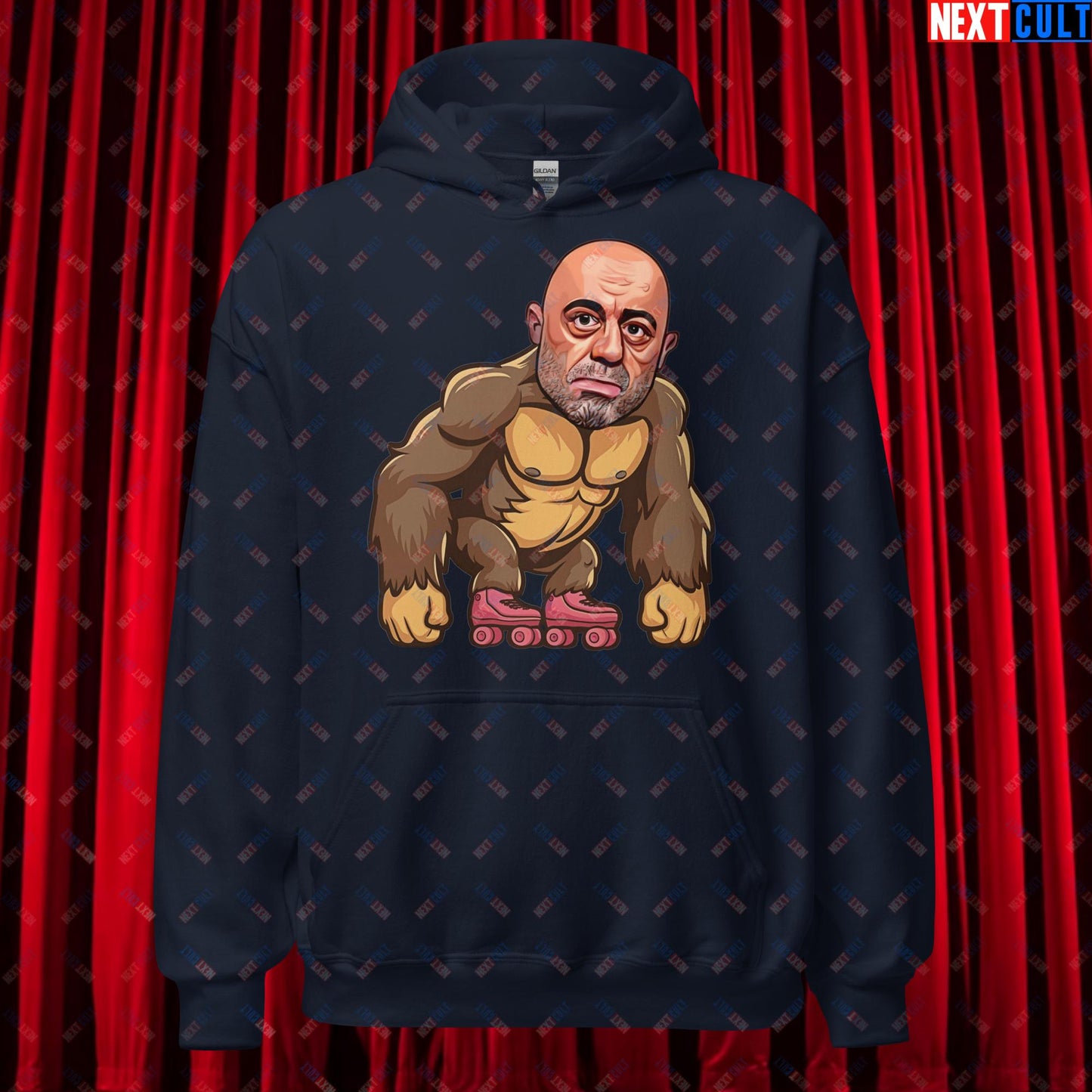 Joe Rogan Ape Roller-Blading Funny JRE Podcast Unisex Hoodie Navy Hoodies Joe Rogan Podcasts Stand-up Comedy Next Cult Brand