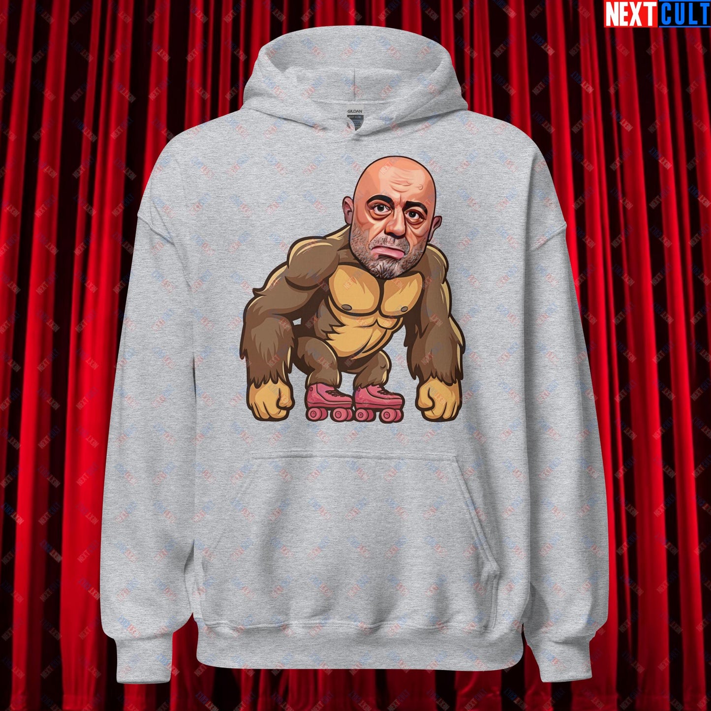 Joe Rogan Ape Roller-Blading Funny JRE Podcast Unisex Hoodie Sport Grey Hoodies Joe Rogan Podcasts Stand-up Comedy Next Cult Brand