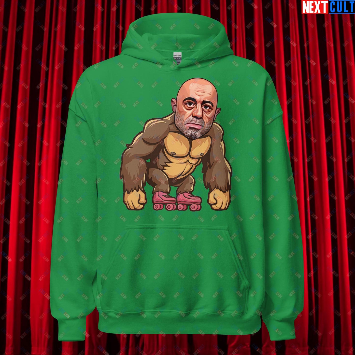 Joe Rogan Ape Roller-Blading Funny JRE Podcast Unisex Hoodie Irish Green Hoodies Joe Rogan Podcasts Stand-up Comedy Next Cult Brand