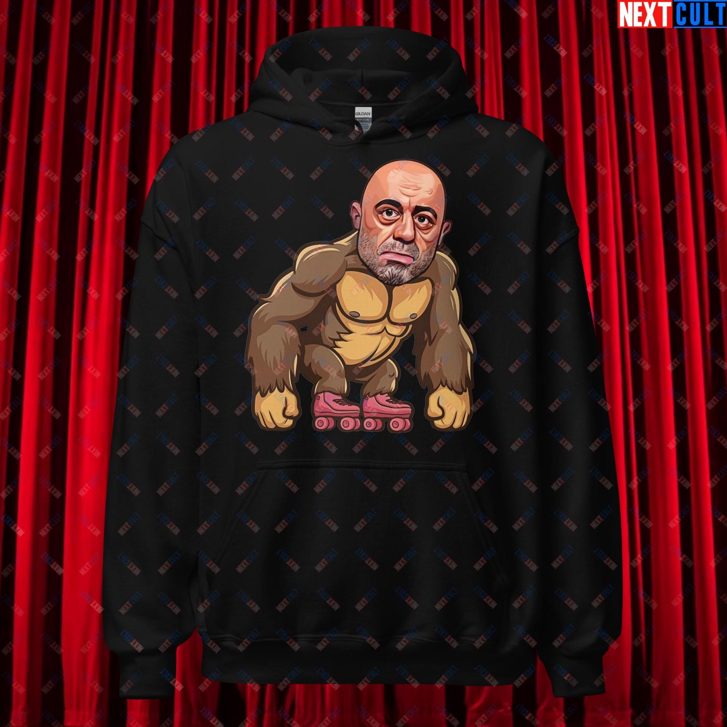 Joe Rogan Ape Roller-Blading Funny JRE Podcast Unisex Hoodie Black Hoodies Joe Rogan Podcasts Stand-up Comedy Next Cult Brand