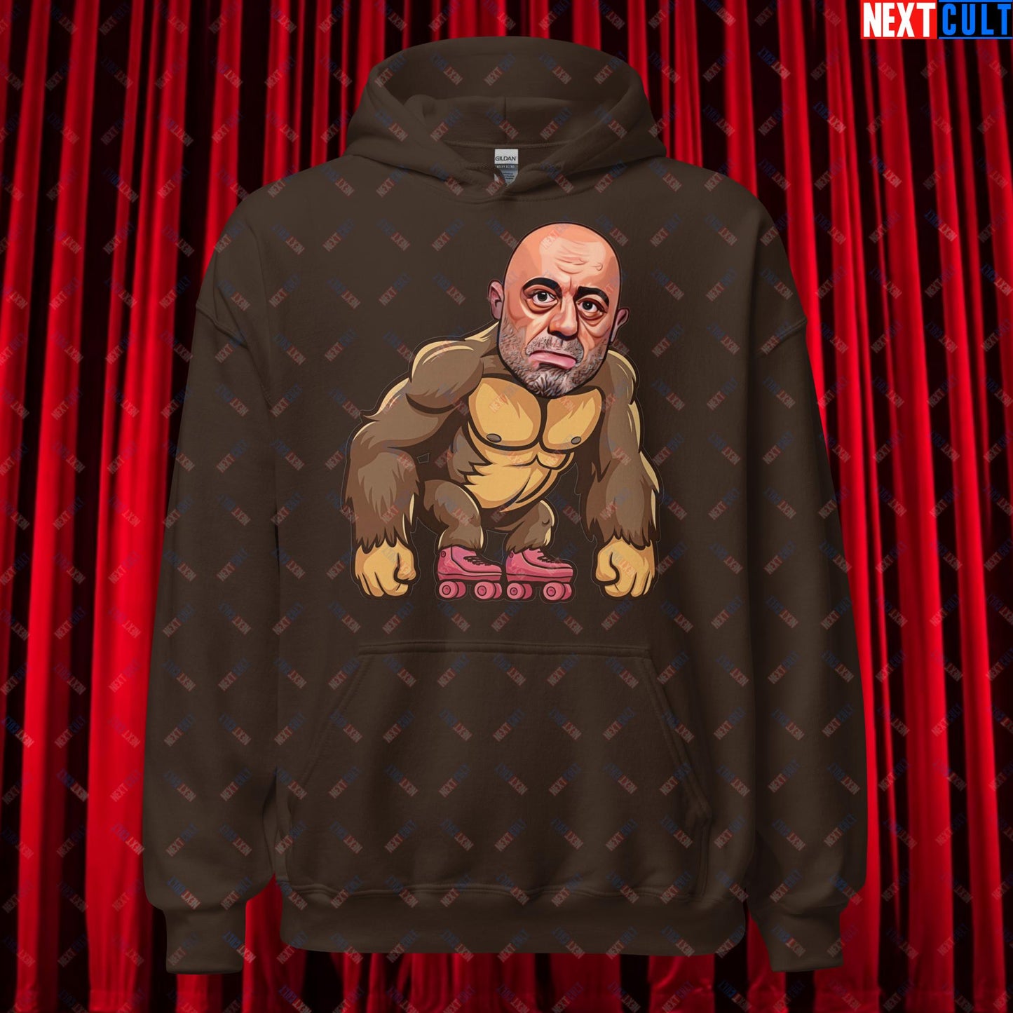 Joe Rogan Ape Roller-Blading Funny JRE Podcast Unisex Hoodie Dark Chocolate Hoodies Joe Rogan Podcasts Stand-up Comedy Next Cult Brand
