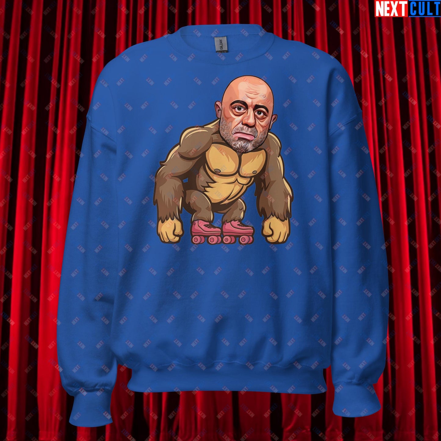 Joe Rogan Ape Roller-Blading Funny JRE Podcast Unisex Sweatshirt Royal Sweatshirts Joe Rogan Podcasts Stand-up Comedy Next Cult Brand